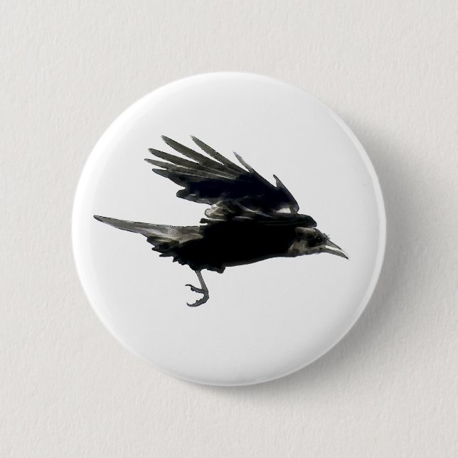 Badge Rond 5 Cm Bouton Flying CROW Art (Devant)