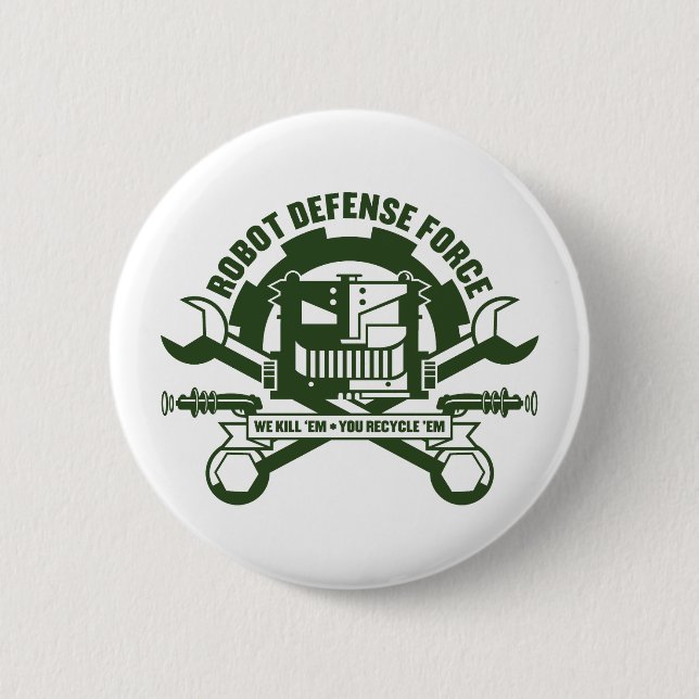 Badge Rond 5 Cm Bouton Force de défense antirobotique (Devant)