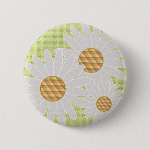 Badge Rond 5 Cm Bouton Fou Daisies