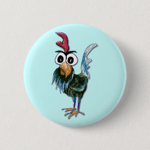 Badge Rond 5 Cm Bouton fou de coq