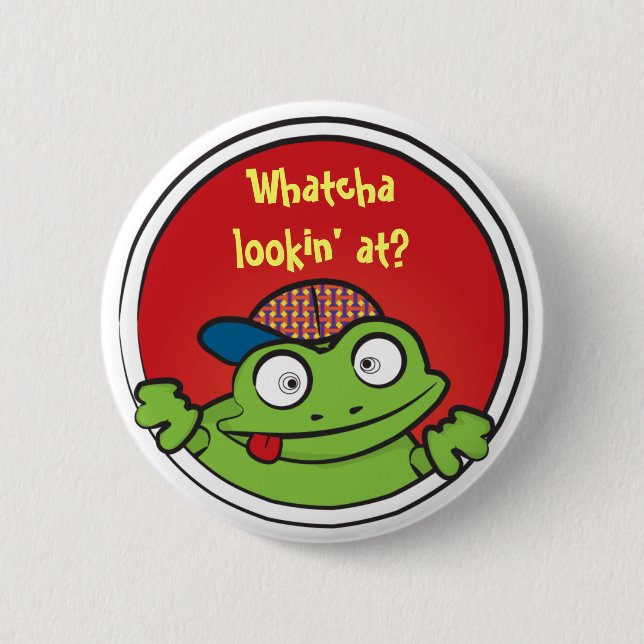 Badge Rond 5 Cm Bouton fou de grenouille (Devant)