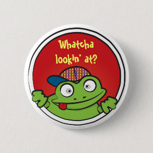 Badge Rond 5 Cm Bouton fou de grenouille