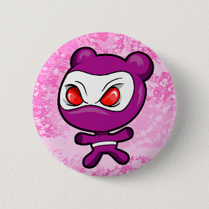 Badge Rond 5 Cm Bouton fou de Ninja de guerrier d'ours blanc