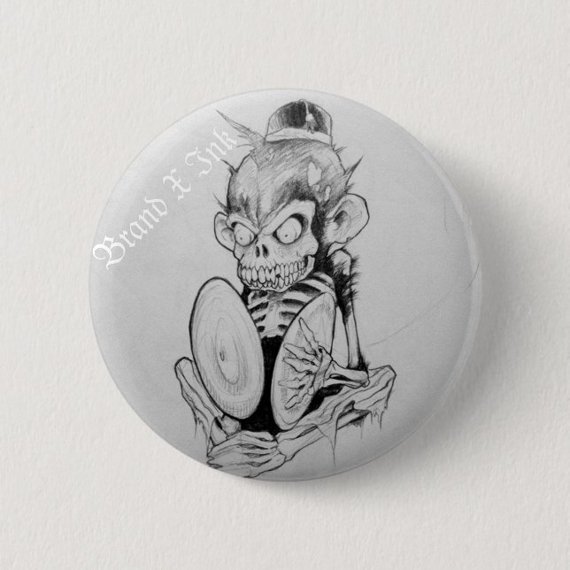 Badge Rond 5 Cm Bouton fou de singe (Devant)