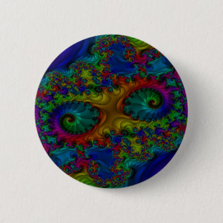 Badge Rond 5 Cm Bouton fractal arc-en-ciel psychédélique