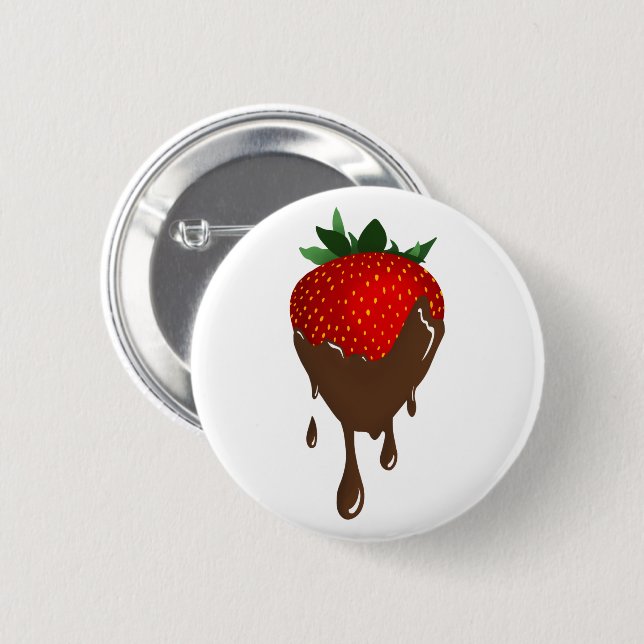 Badge Rond 5 Cm bouton fraise chocolat (Devant & derrière)