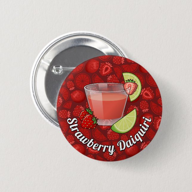 Badge Rond 5 Cm Bouton fraise Daiquiri (Devant & derrière)