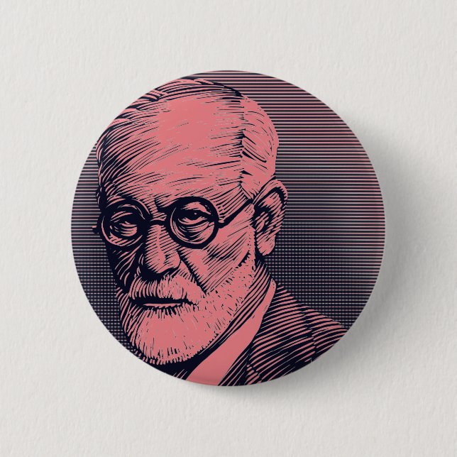 Badge Rond 5 Cm Bouton Freud rose (Devant)