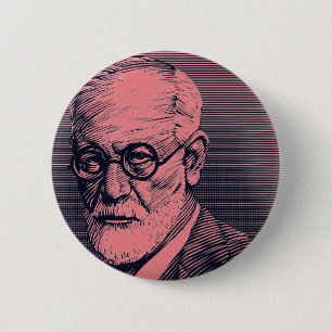 Badge Rond 5 Cm Bouton Freud rose