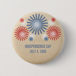 Badge Rond 5 Cm Bouton Funky 4 juillet Fireworks
