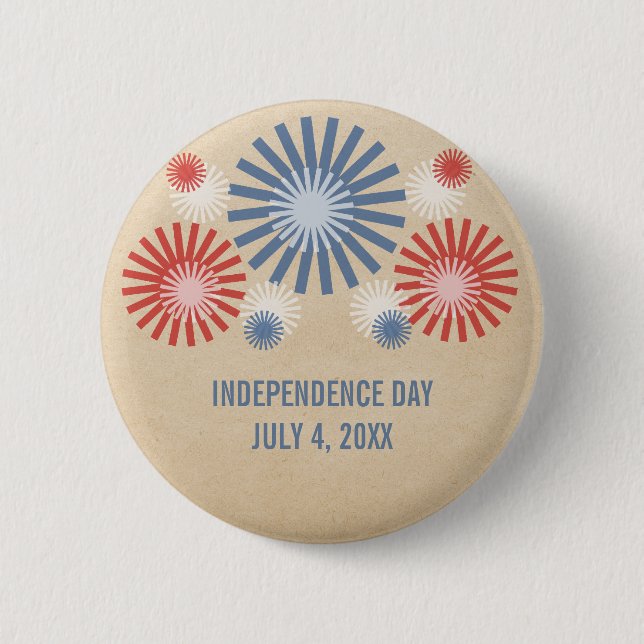 Badge Rond 5 Cm Bouton Funky 4 juillet Fireworks (Devant)