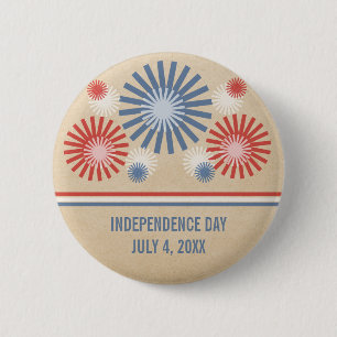 Badge Rond 5 Cm Bouton Funky 4 juillet Fireworks & Stripes