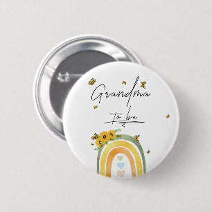 Badge Rond 5 Cm Bouton futur grand-mère arc-en-ciel boho avec tour