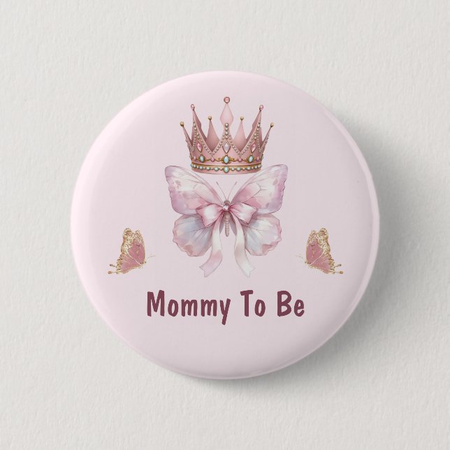 Badge Rond 5 Cm Bouton Future Maman Petite Princesse Rose (Devant)