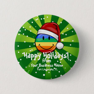 Badge Rond 5 Cm Bouton gai heureux de Père Noël de Noël de drap