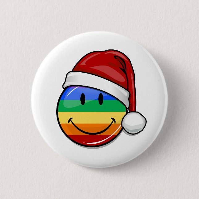 Badge Rond 5 Cm Bouton gai heureux de Père Noël de Noël de drapeau (Devant)