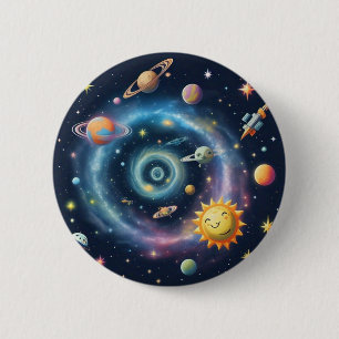 Badge Rond 5 Cm Bouton Galaxie