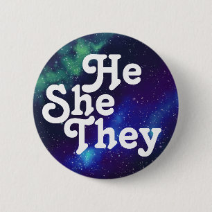 Badge Rond 5 Cm Bouton Galaxy Pronoun personnalisable