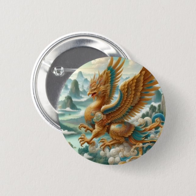 Badge Rond 5 Cm Bouton Garuda King of Birds (Devant & derrière)