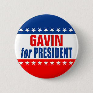 Badge Rond 5 Cm Bouton "GAVIN PRÉSIDENT"