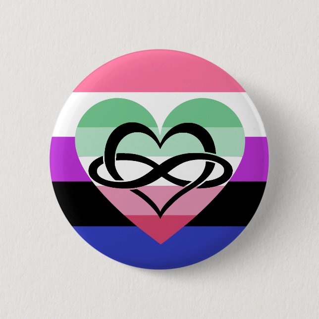 Badge Rond 5 Cm Bouton Genderfluide Abrosexuel Polyam Pride (Devant)