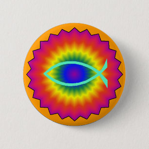 Badge Rond 5 Cm Bouton génial de chrétien d'oeil de poissons