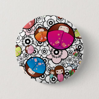 Badge Rond 5 Cm Bouton génial de poupées de Kokeshi de Japonais