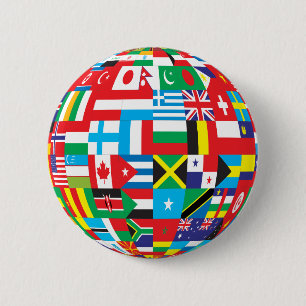 Badge Rond 5 Cm bouton globe of flags