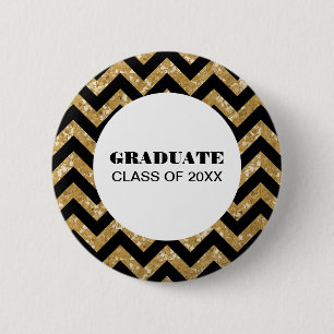 Badge Rond 5 Cm Bouton Gold Chevron Parties scintillant graduation