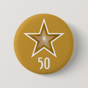 Badge Rond 5 Cm Bouton "Gold" Star 'Age or