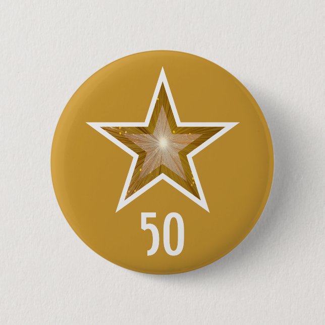 Badge Rond 5 Cm Bouton "Gold" Star 'Age or (Devant)
