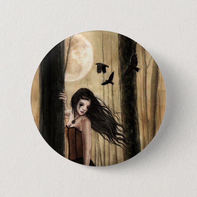 Badge Rond 5 Cm Bouton gothique de Lament lunaire (Devant)