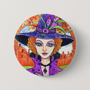 Badge Rond 5 Cm Bouton gothique d'imaginaire de sorcière d'automn
