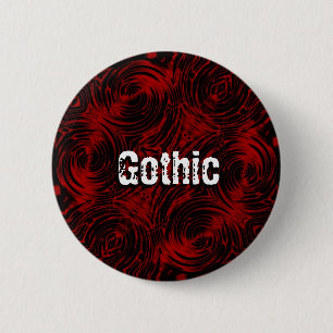 Badge Rond 5 Cm Bouton gothique rouge peint