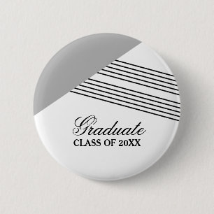 Badge Rond 5 Cm Bouton Graduation gris bande géométrique