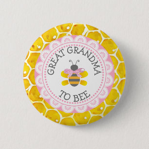 Badge Rond 5 Cm Bouton Grand-mère à Baby shower d'abeille