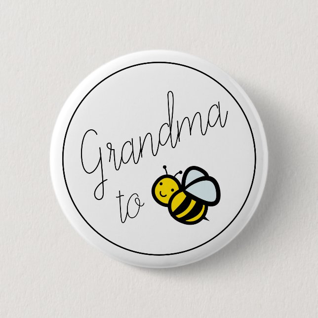 Badge Rond 5 Cm Bouton Grand-mère à Baby shower d'abeille (Devant)