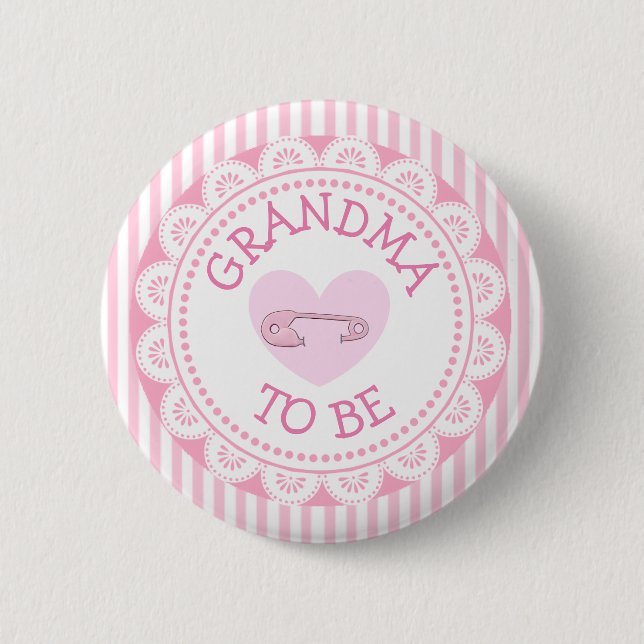 Badge Rond 5 Cm Bouton Grand-mère pour être rose Baby shower de co (Devant)