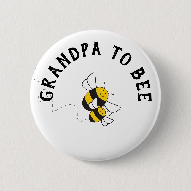 Badge Rond 5 Cm Bouton grand-père à abeille pour baby shower bourd (Devant)