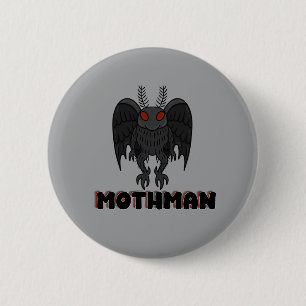 Badge Rond 5 Cm Bouton graphique avec le cryptide Mothman aux yeux