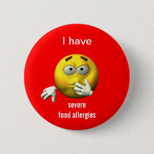 Badge Rond 5 Cm Bouton grave d'allergies alimentaires