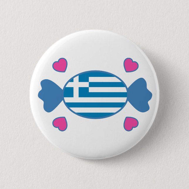 Badge Rond 5 Cm Bouton Grec Sucré (Devant)