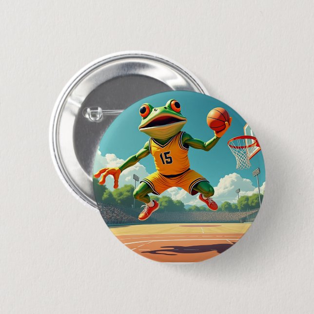 Badge Rond 5 Cm Bouton Grenouille de Basket (Devant & derrière)