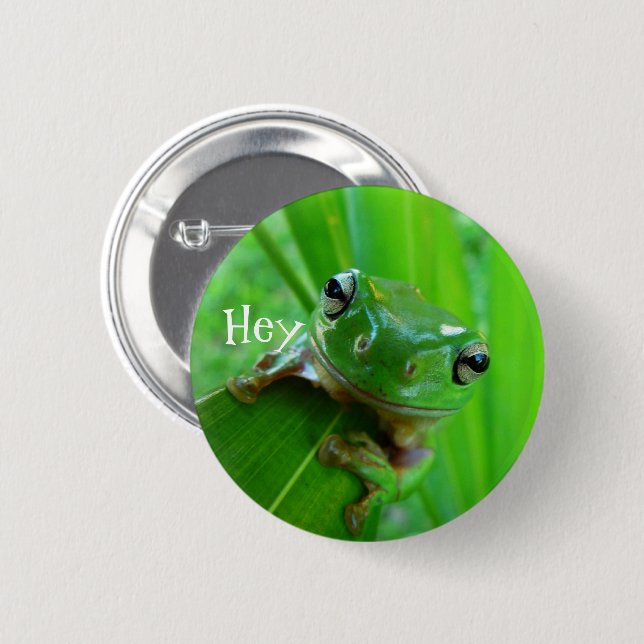 Badge Rond 5 Cm Bouton Grenouille verte (Devant & derrière)