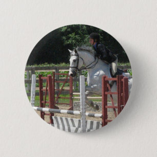 Badge Rond 5 Cm Bouton gris aciéreux de poney