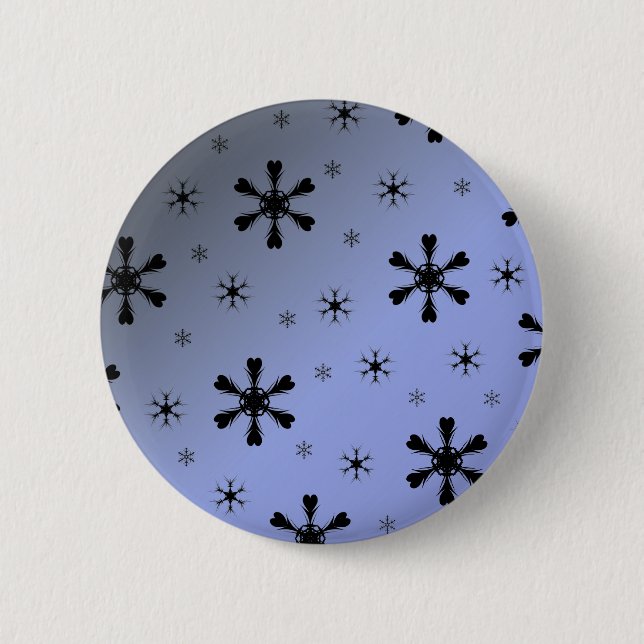 Badge Rond 5 Cm Bouton Gris Bleu Snowflakes (Devant)