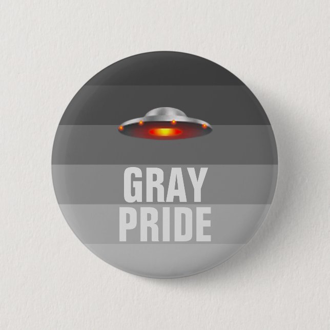 Badge Rond 5 Cm Bouton gris de fierté d'UFO (Devant)