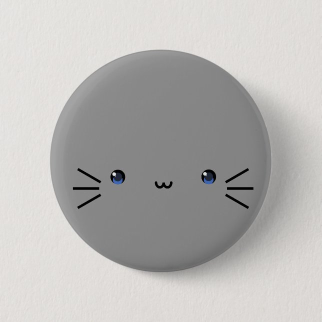 Badge Rond 5 Cm bouton gris de neko (Devant)