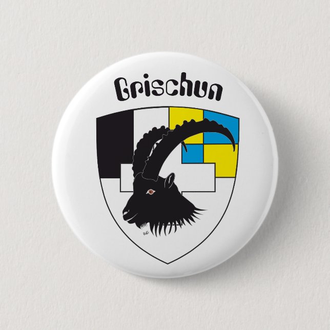 Badge Rond 5 Cm Bouton Grischun Svizra (Devant)