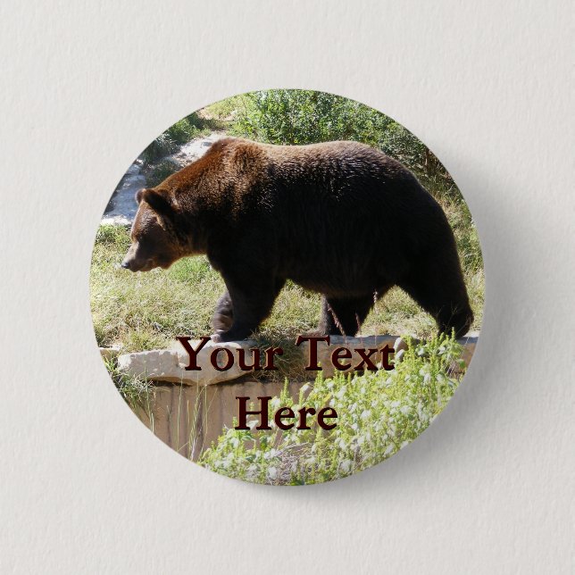 Badge Rond 5 Cm Bouton Grizzly (Devant)